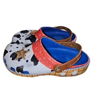 Toy Story Crocs Woody Sheriff Cow Print Clogs Sandals Shoes Size‎ Men 7 Women 9